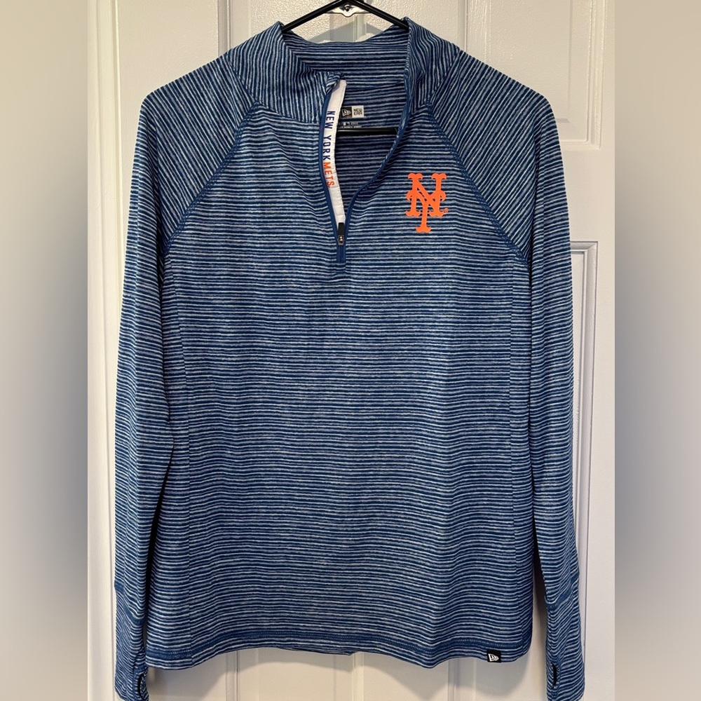 New Era Blue and White Striped New York Mets Pullover